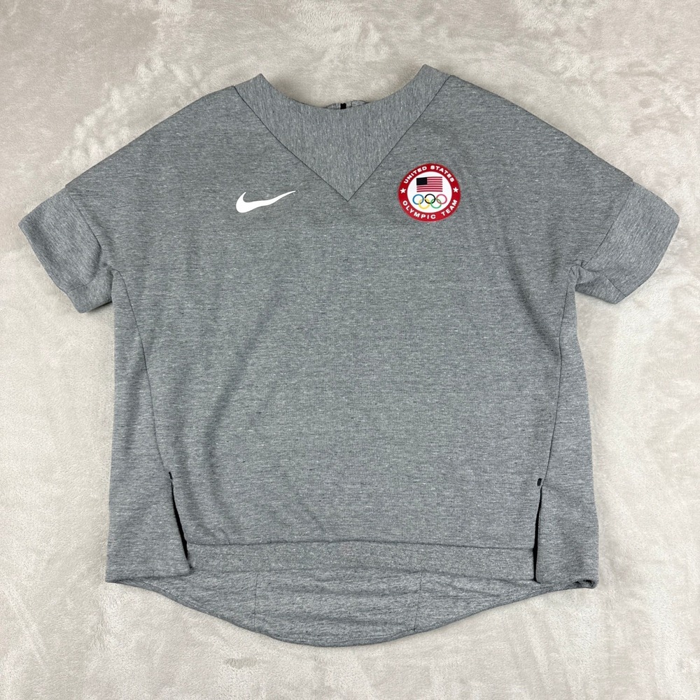 Nike Women’s Gray Short-Sleeve Olympic Crest Sweatshirt